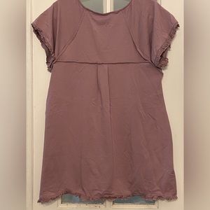 Sassy Grace boutique top with frayed hem, purple, L